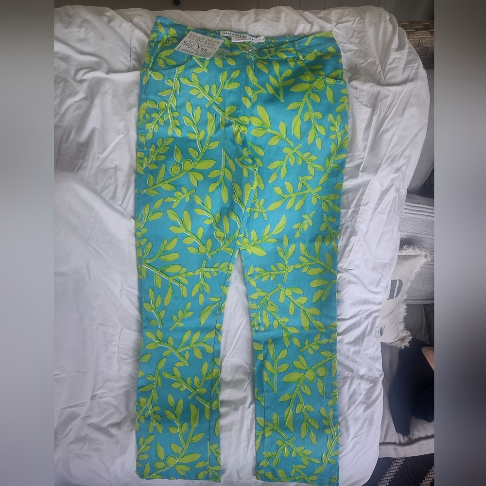 Vibrant Leaf Print Pants